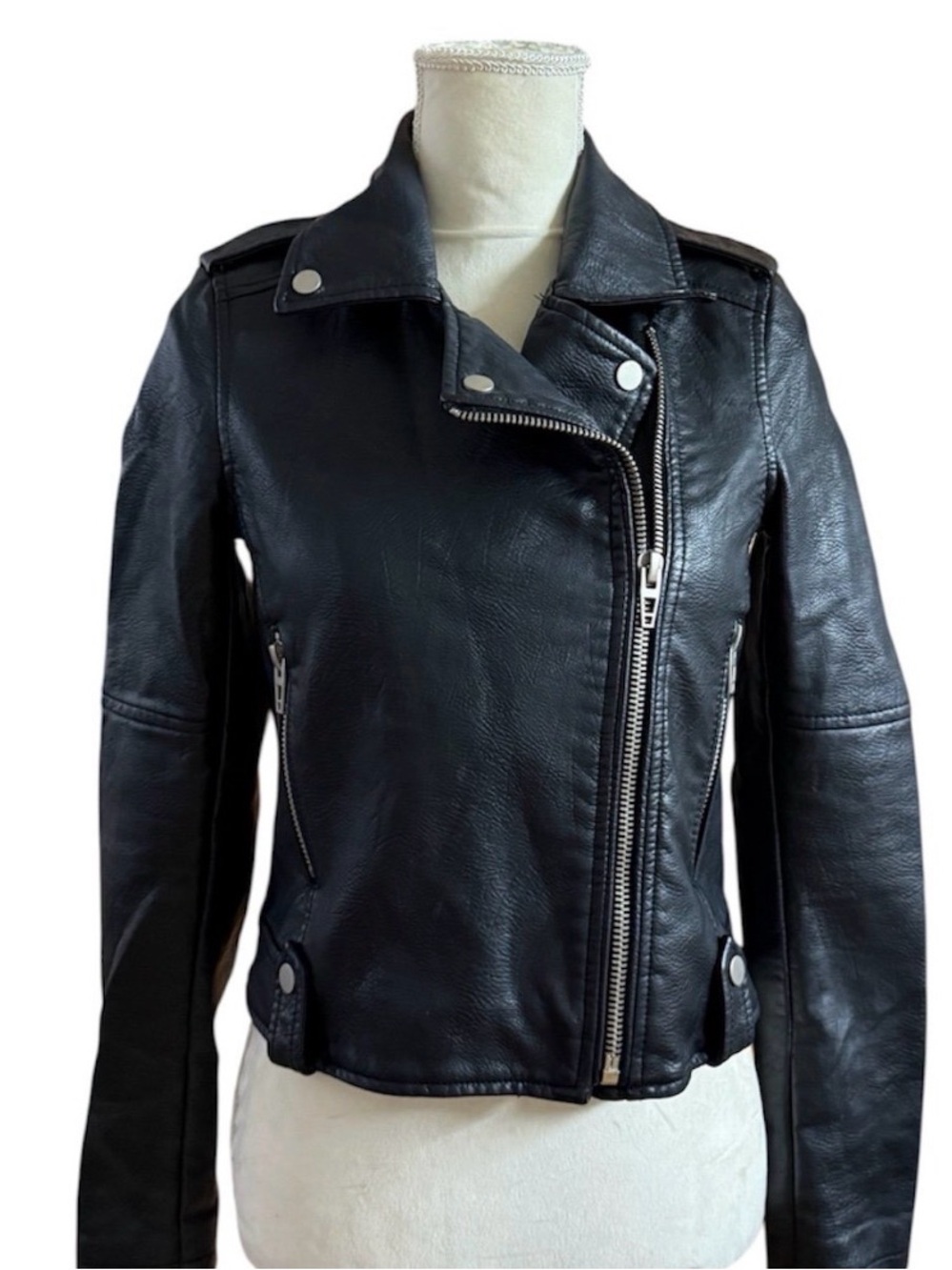 Black Leather Moto Jacket - Women